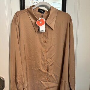 Solid Collar Button Long Sleeve Blouse